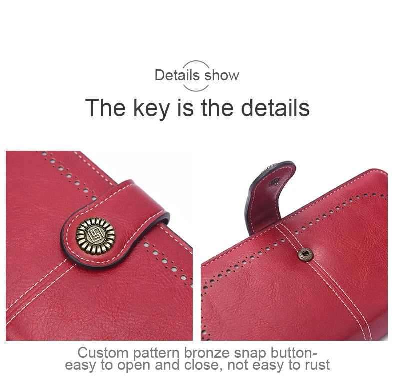 Vintage Large Capacity Women's Purse – Monochromatic Multi-Card Long Wallet with Zipper & Wrist Strap