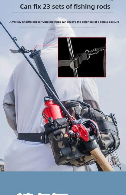 Portable Fishing Tackle Shoulder Bag – Storage Bag with Rod Holder for Outdoor Sports & Fly Fishing