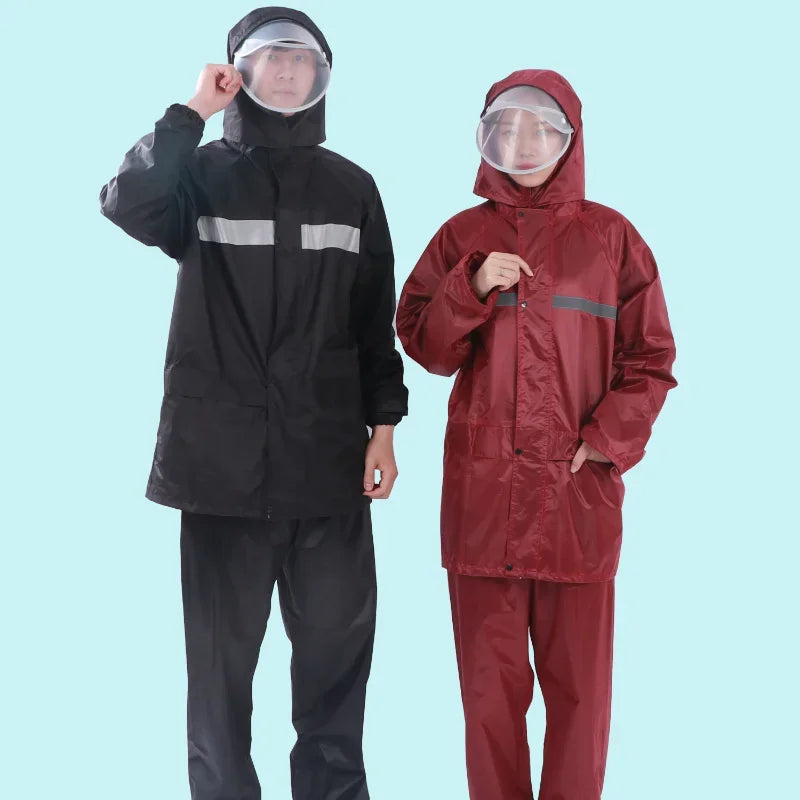 Full Body Motorcycle Rain Suit - Waterproof Reflective Raincoat and Pants Set for Electric Bicycle Riding Protection