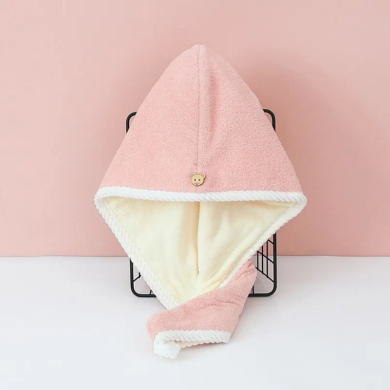 Double Thick Dry Hair Towel - Double-Sided Dry Hair Cap, Multi-Color Strong Absorbent, Rippled Edge Quick Drying Bath Hat