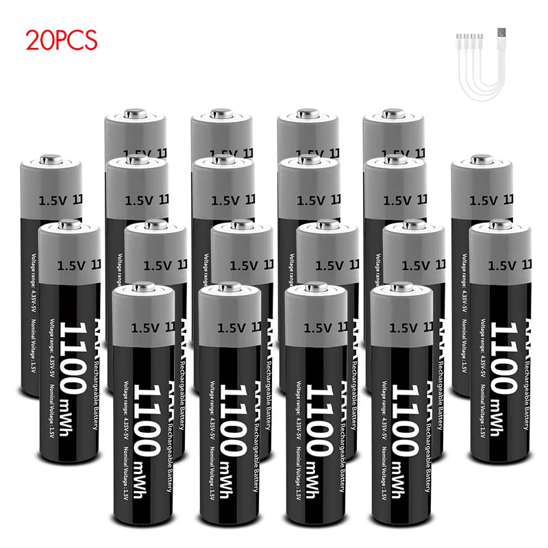MATOV USB Rechargeable Li-ion AA 3400mWh & AAA 1100mWh 1.5V Batteries Pack