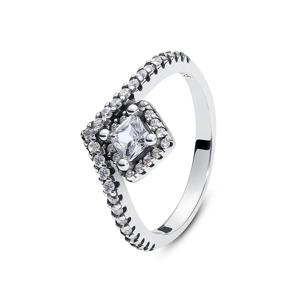 925 Sterling Silver Women’s Ring – Crown, Heart & Wishbone Design with Crystal, Rose Gold Engagement & Wedding Jewelry