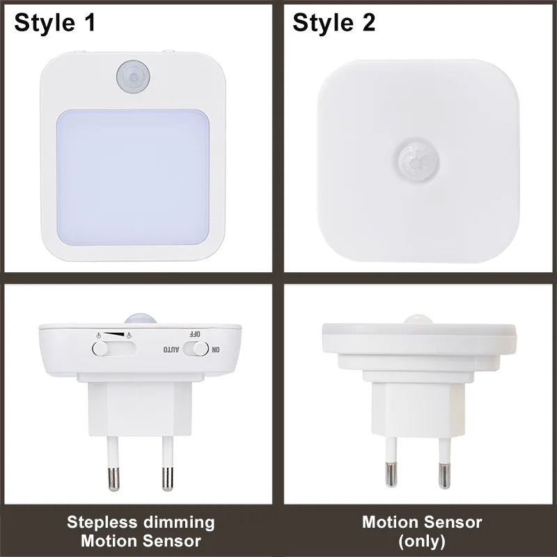 Night Light with Motion Sensor & LED | EU Plug Wireless Lamp | Children's Bedside Table Light | Bedroom Night Lamp