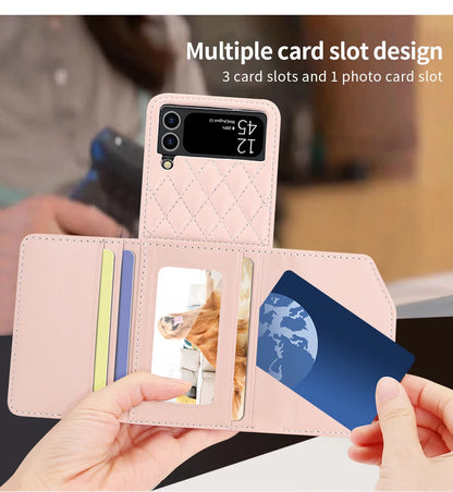 VIETAO Leather Wallet Phone Case with Crossbody Strap — Pink Purse Case for Samsung Galaxy Z Flip 3/4/5/6/7