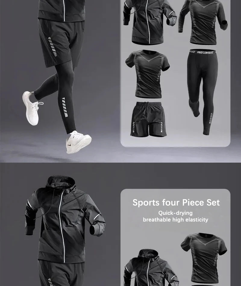 All-Season Men’s Sportswear 5-Piece Set — Tracksuit for Running, Cycling, Fitness & Hiking