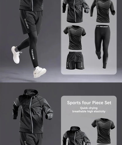 All-Season Men’s Sportswear 5-Piece Set — Tracksuit for Running, Cycling, Fitness & Hiking