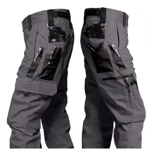 Men's Wear-Resistant Work Pants – Multi-Pocket Straight Cargo Trousers for Outdoor, Tactical, and Casual Wear