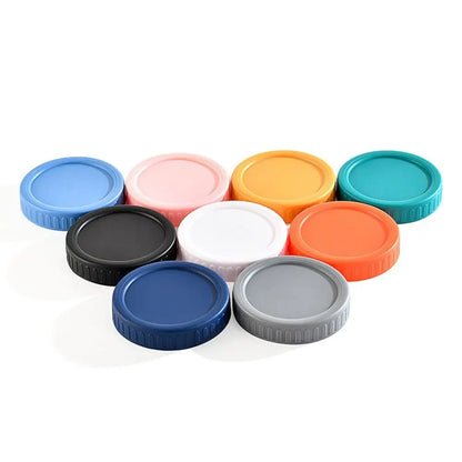 6pcs Reusable Plastic Mason Jar Lids - Leak-Proof Wide Mouth Bottle Covers with Spout for Kitchen Use
