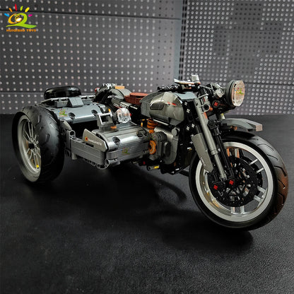HUIQIBAO 808PCS Technical Motorcycle Building Blocks Set – City Moto Racer Model Kit Bricks Toy for Kids, Boys & Adult Collectors DIY Construction Gift