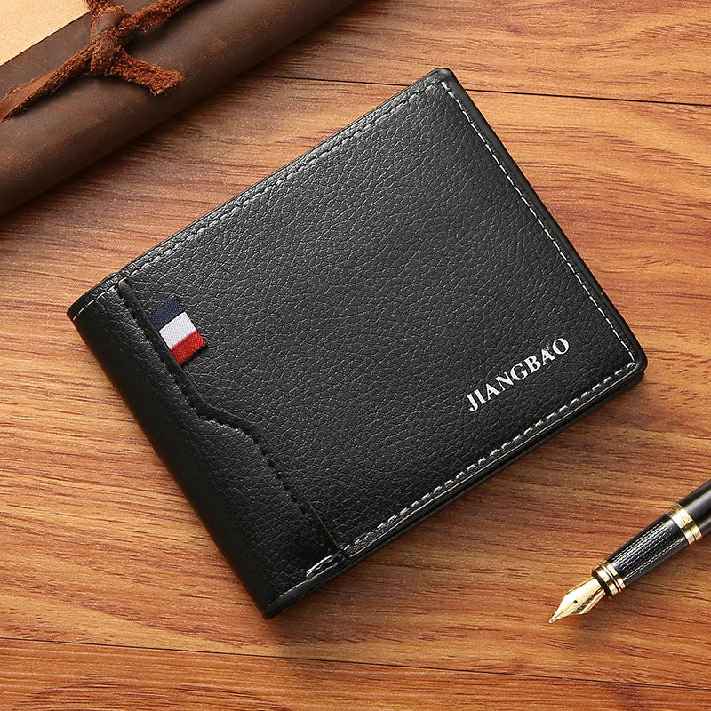Men’s Slim Short Bifold Faux Leather Wallet – Credit Card & ID Holder Business Billfold Clutch Purse for Everyday Use