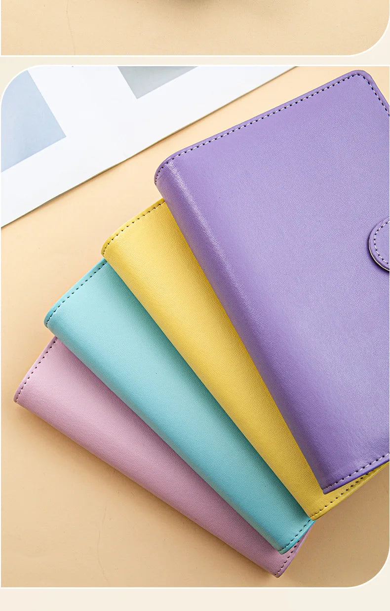 A6 Gold Ring Budget Planner Binder – Gold, Purple & Black with Zipper Cash Envelopes for Money Organization