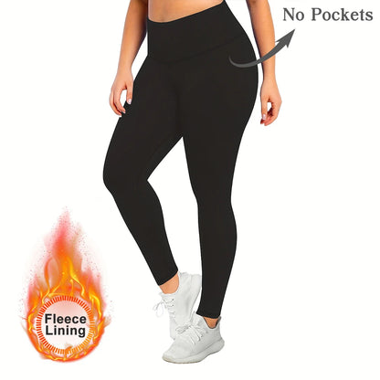 Women’s Winter Plus Velvet Leggings, Seamless Push Up, Plus Size High Waist Fleece Warm Fitness Yoga Pants, Slim Legging Sportswear