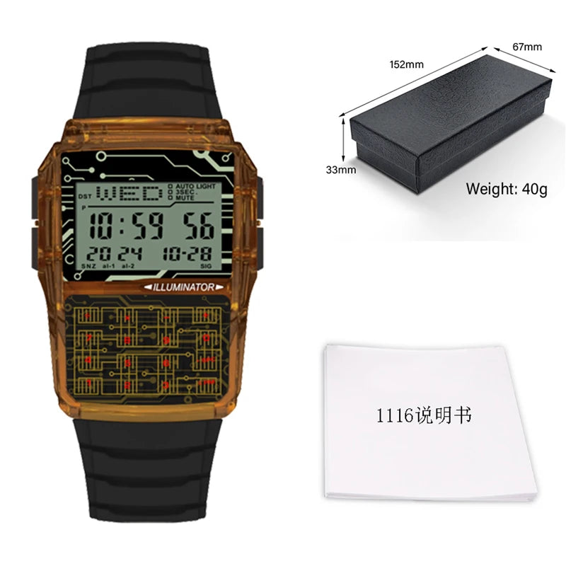 Men’s Calculator Watch - Multifunctional LED Digital Sports Watch with Computer-Style Design