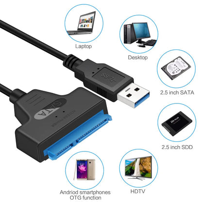 SATA to USB 3.0 Cable – 6 Gbps Adapter for 2.5 Inch External HDD/SSD, SATA III 22-Pin to USB 3.0 Cord