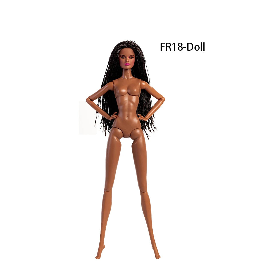 32cm European Supermodel Nude Doll – Original 1/6 Joint Figure with Multi-Color Skin and Exquisite Makeup, Full Series Collectible Toy