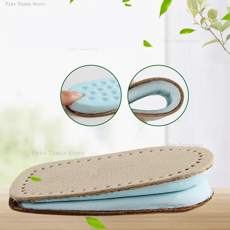 Heel Insoles with Arch Support - Thickened Latex Leather Shoe Inserts for Comfort & Height