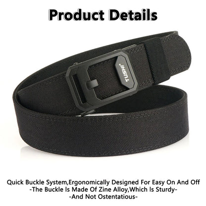TUSHI Hard Tactical Belt for Men – Sturdy Nylon with Metal Automatic Buckle, Military & Police Duty, Outdoor IPSC Accessories