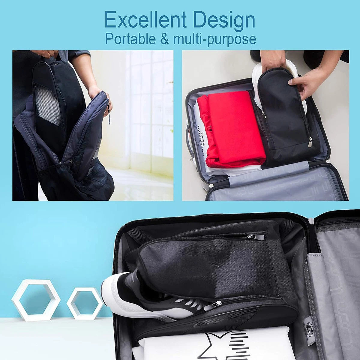 Portable Football Boot Bag, Golf Football Basketball Shoe Bag for Men Women Boys Girls