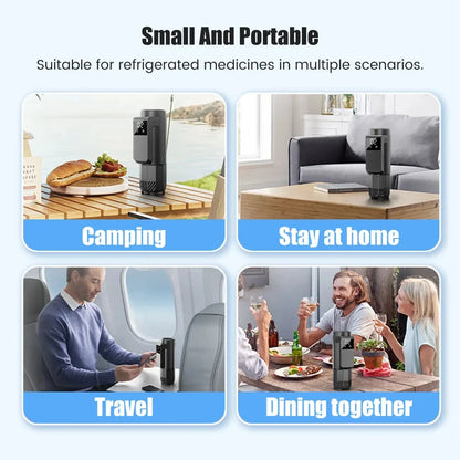 Portable Insulin Cooler with LCD — USB Rechargeable Medicine Fridge for Travel, Home & Car, Compact Pill Box with Precise Temperature Control