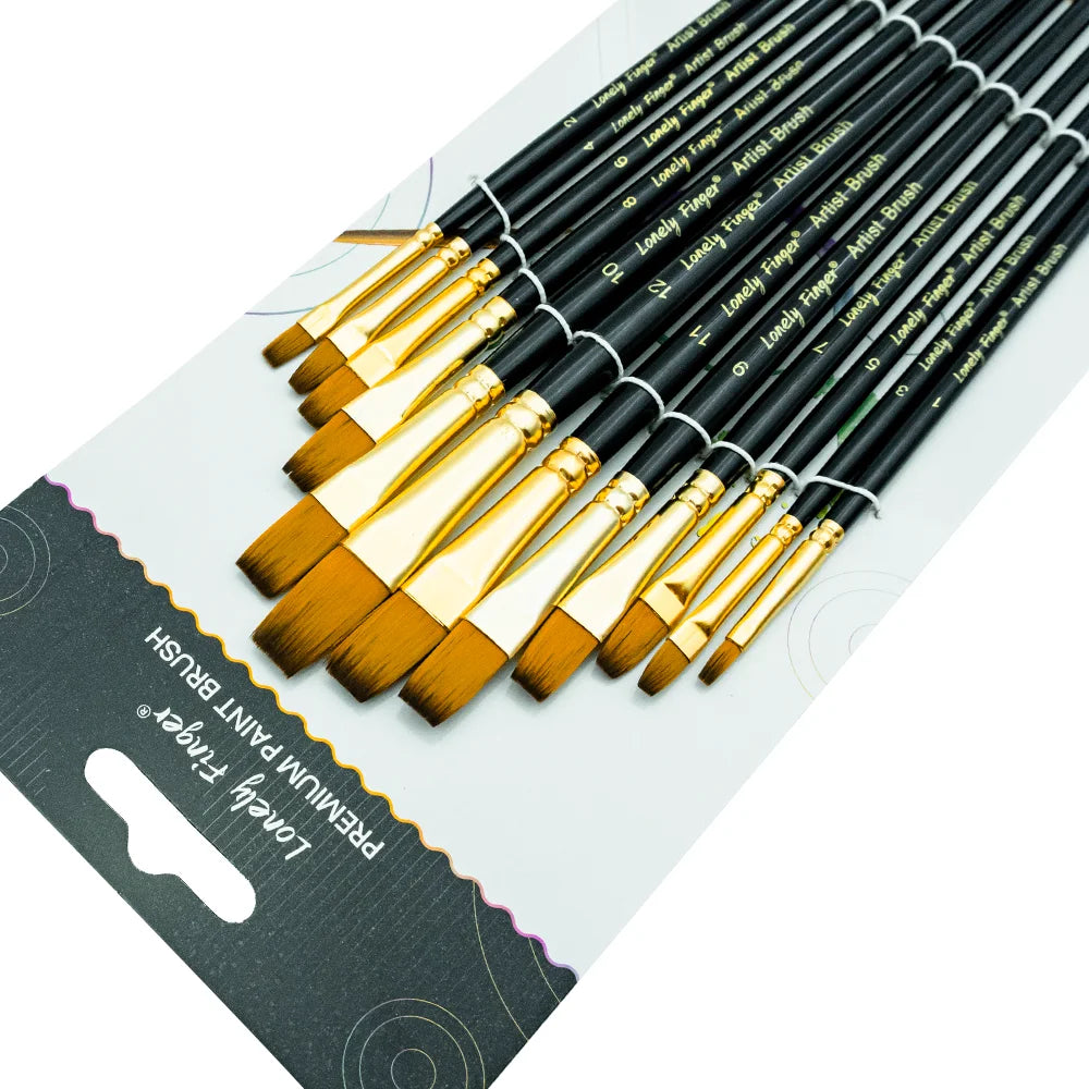 12-Piece Premium Artist Paint Brush Set – Durable Nylon Bristles for Acrylic, Watercolor, Oil & Body Painting