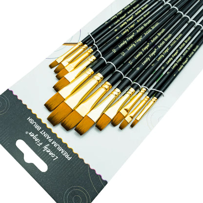 12-Piece Premium Artist Paint Brush Set – Durable Nylon Bristles for Acrylic, Watercolor, Oil & Body Painting