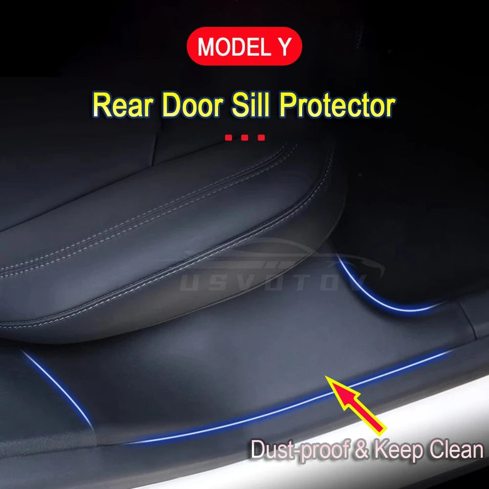 Rear Door Sill Protective Pad for Tesla Model Y – Anti-Kick Threshold Guard Cover Strip, Original Fit Accessories