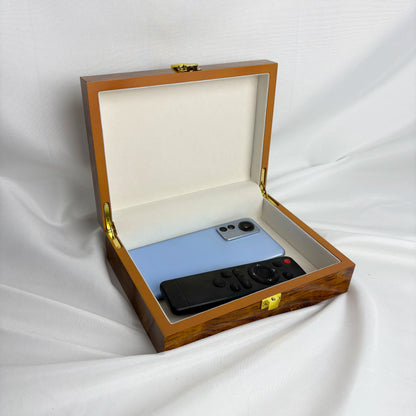 Premium Glossy Wooden Storage Box - Lockable Multifunctional Organizer for Belts, Jewelry & Accessories