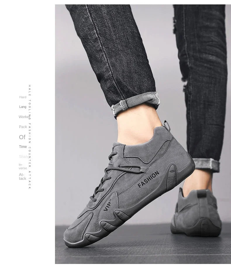 2024 Men’s Spring Ankle Boots – Casual Lace-Up Khaki Sneakers, Non-Slip Work Shoes & Loafers