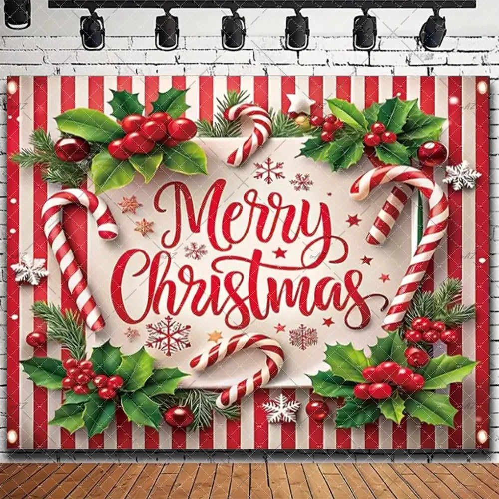 Merry Christmas Backdrop 2026 – Santa, Snowman & Xmas Tree Background for Family Party, Baby Shower & Photo Props