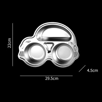 Kids Stainless Steel Dinner Plate - 304 Food Grade Cartoon Divided Plate for Breakfast, Meals, Home & Kindergarten Use