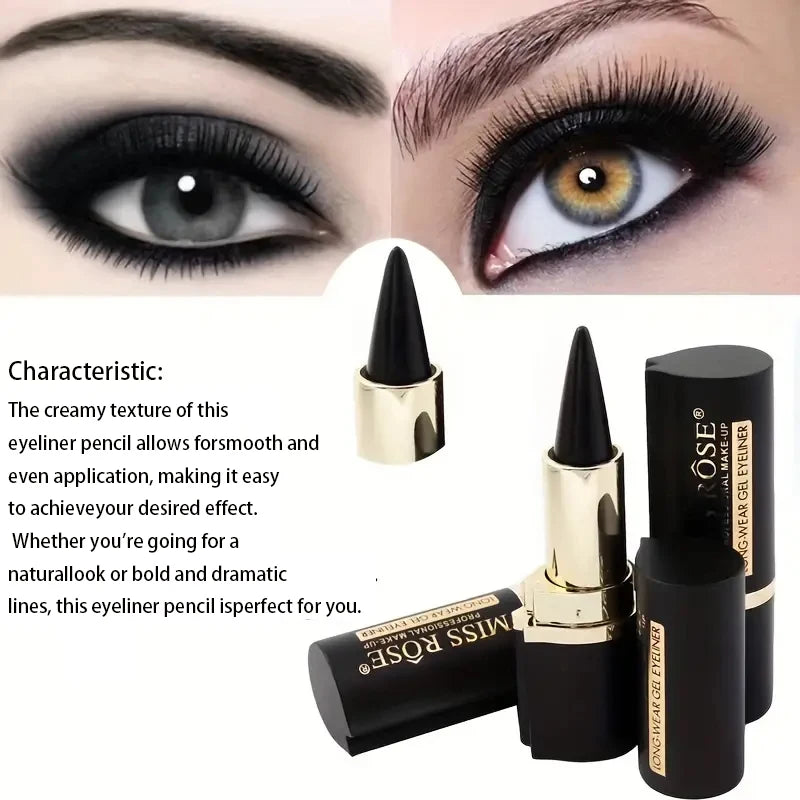 Creamy Texture Eyeliner – Sweat-Proof High Pigment Pencil, 1/2 Count for Daily Makeup