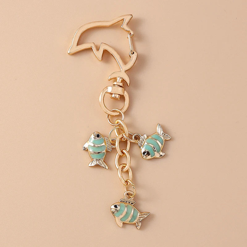 Summer Beach Shell Keychain – Octopus and Starfish Marine Life Pendant for Women, Girls, Handbag Decor, and Gifts