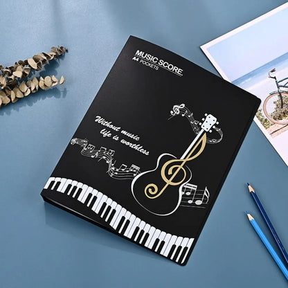Creative Guitar & Piano Sheet Music Folder – A4 Music Score Document Storage Organizer