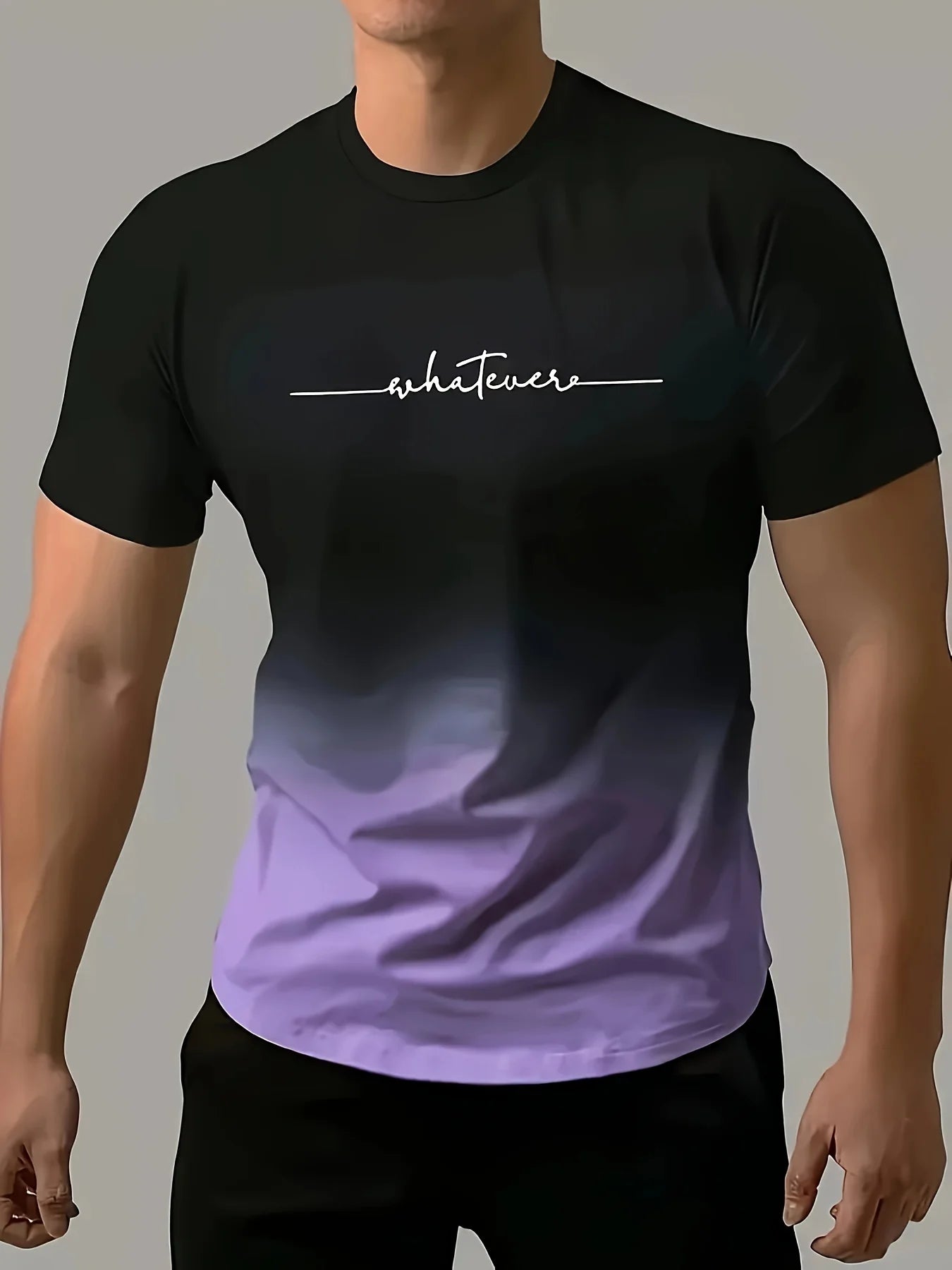 Men's Casual Crew Neck T-Shirt – Gradient Color Short Sleeve for Sports & Everyday Wear