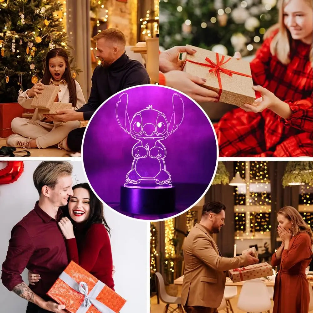 3D Illusion Stitch Night Light - Remote Control & Smart Touch Room Decor Lamp, Perfect for Birthdays, Valentine's Day, Christmas Gifts