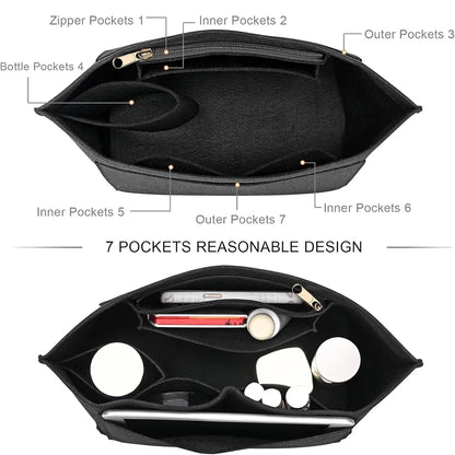 Longchamp Le Pliage S/ML Purse Organizer Insert — Custom Felt Liner with Multi-Compartment Bag Organizer
