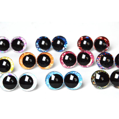 20pcs 3D Cartoon Glitter Doll Safety Eyes – Strange Eyes with Hard Washer, 16mm-30mm for Toys