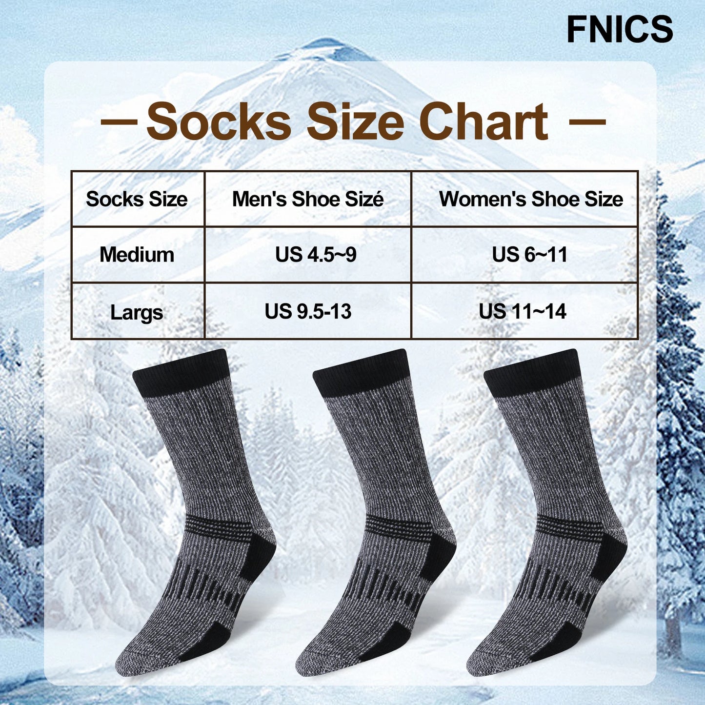 3 Pairs Merino Wool Crew Socks | Thermal Warmth for Men & Women, Ideal for Winter Work, Hiking, Running & Outdoor Sports