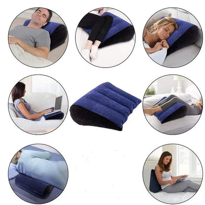 Multifunctional Inflatable Travel Pillow - Triangular Body and Lumbar Support Air Cushion for Yoga and Various Travel Positions