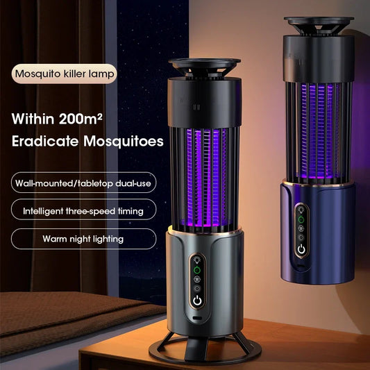 Mosquito Killer Lamp & USB Camping Lantern — Electric Insect Fly Trap with Timing Function for Outdoor Repellent