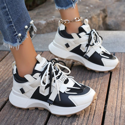 New Women’s Mesh Sneakers - Breathable Platform Lace-Up Casual Outdoor Low Top Shoes, Zapatos De Mujer