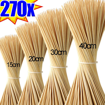 Disposable Bamboo Skewers - 270/90PCS Long Thick Wooden Food Sticks for Party, Buffet, Fruit & BBQ Serving Tools