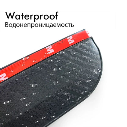 2PCS Carbon Fiber Car Rearview Mirror Rain & Sun Shields – Clear Vision Protector