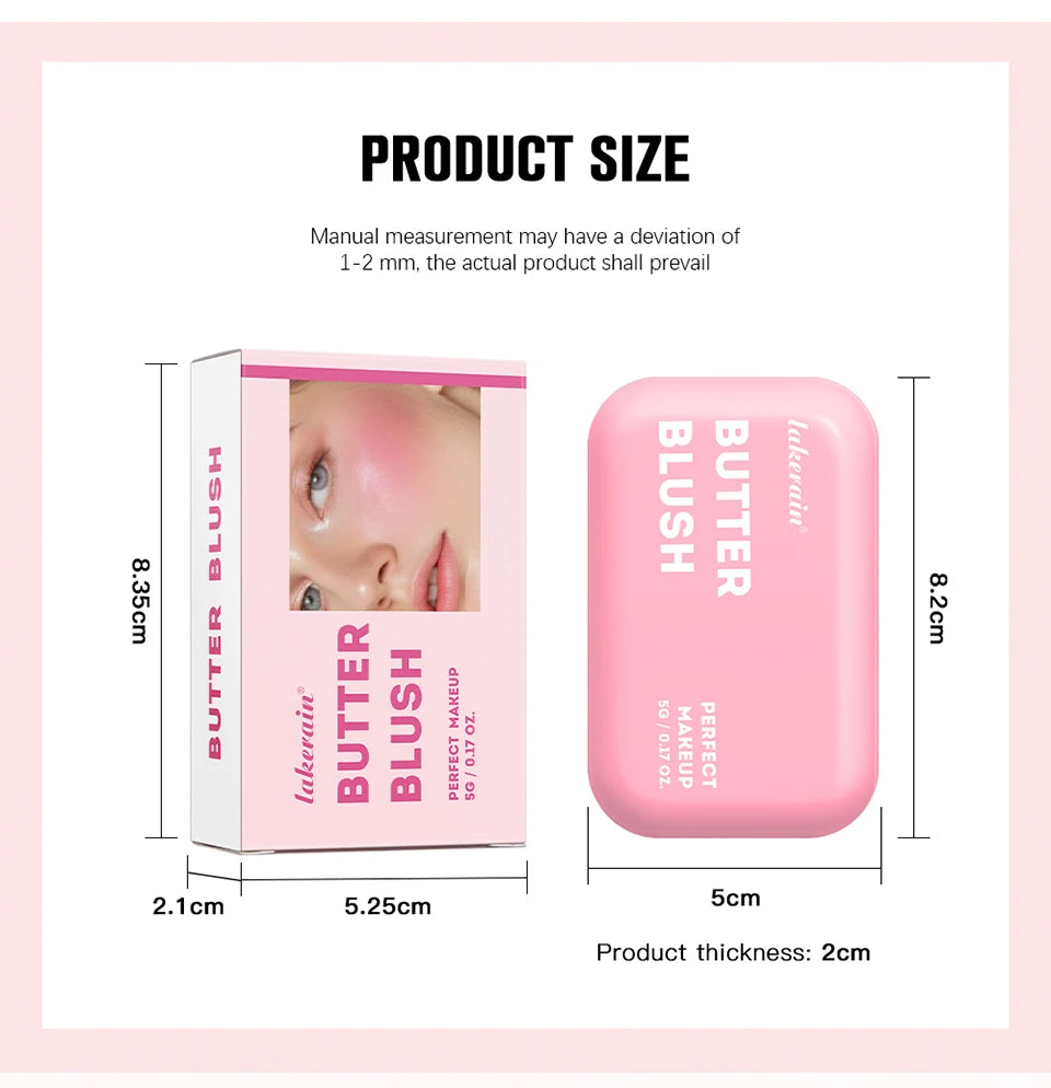 Professional Makeup Powder Blush - 12HR Wear, Vegan Formula, Pink Cream Blusher Palette for Face Cosmetics