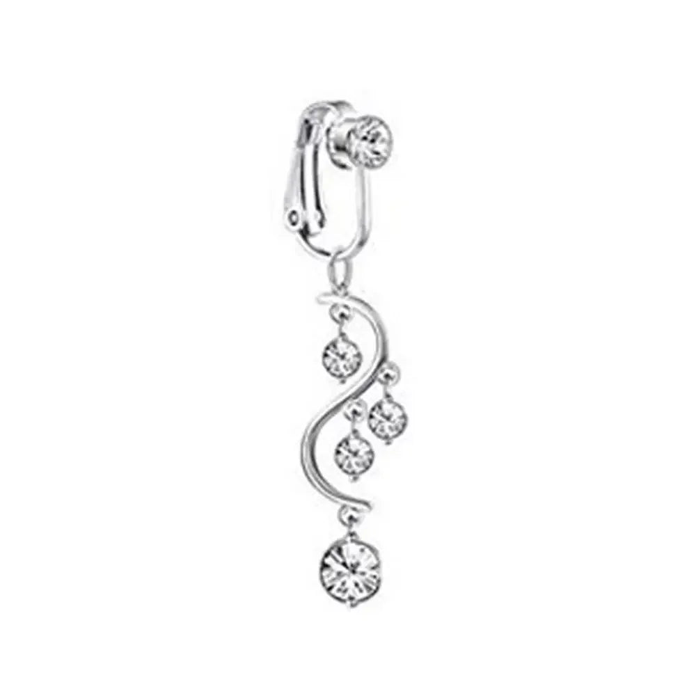 Faux Belly Ring - Non-Piercing Clip-On Navel Button Body Jewelry Belly Piercing Accessory