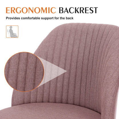 Armless Small Desk Chair – Cute Vanity Swivel Chair with Back, Fabric Upholstery & Wheels for Home & Gaming