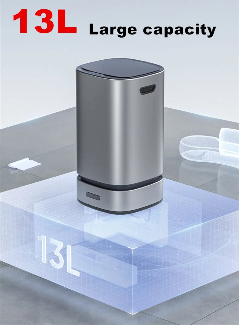 13L Smart Automatic Trash Can — Large Capacity Electric Rubbish Bin for Bathroom, Kitchen & Home