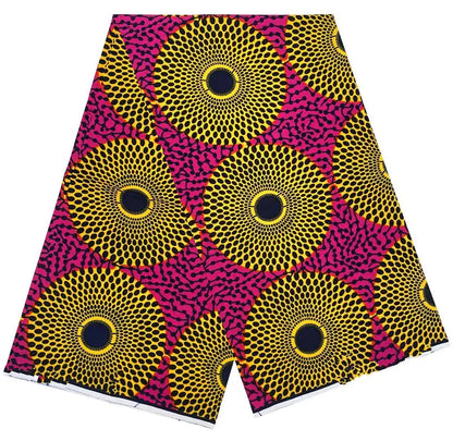 Cotton Batik Ankara Fabric - 100% African Wax Print Bronzing Golden Fabric 6 Yards for Dresses & Crafts