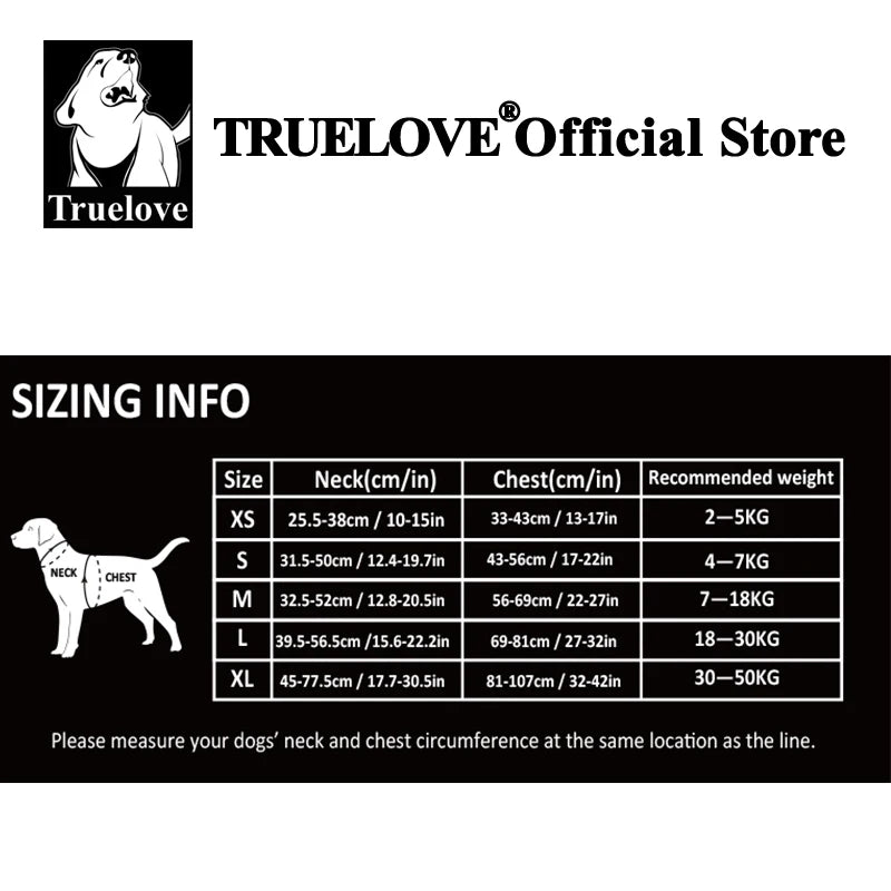 TRUE LOVE TLH5654 Reflective No-Pull Adjustable Nylon Dog Harness Step-In Comfortable Control Pet Walking Harness