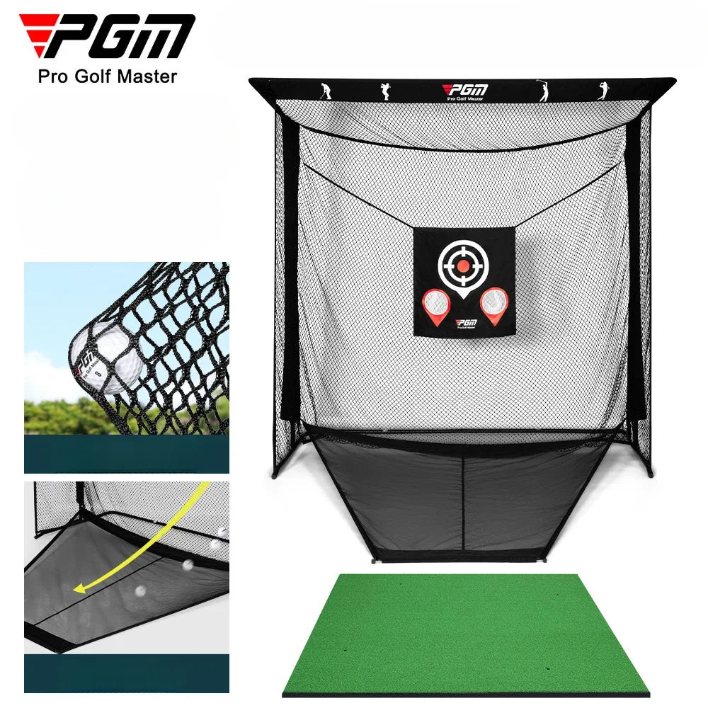 PGM Golf Practice Net with Automatic Ball Return – Swing Training Cage with Cutting Rod & Ball Machine for Golf Practice Equipment LXW031